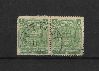 Rhodesia 1898 HalfPenny pair with FORT RIXON Code A (Skeleton) postmark
