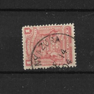 Rhodesia 1898 One Penny with INYAZURA Month Day (Skeleton) postmark