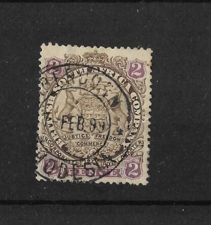 Rhodesia 1896 Two Pence with ABERCORN Rhodesia (DC) postmark