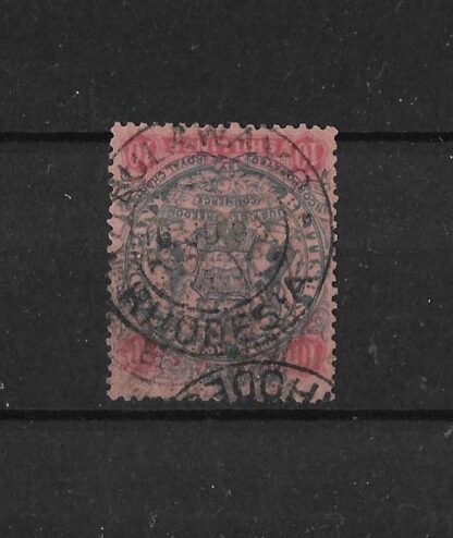 Rhodesia 1896 Ten Shillings with BULAWAYO (DC) Madame Joseph forgery postmark