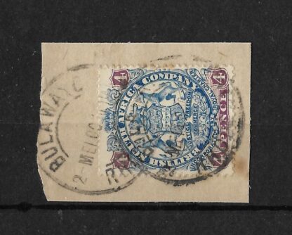 Rhodesia 1896 Four Pence with BULAWAYO (DCA) MEI for MAY postmark