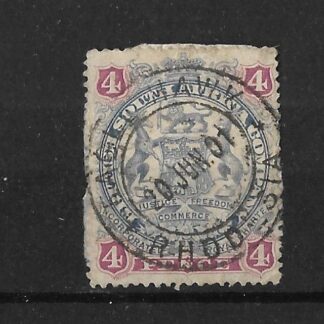 Rhodesia 1897 Four Pence with EAGLEHAWK (DC) postmark