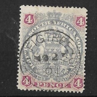 Rhodesia 1897 Four  Pence with FIGTREE Month Day (SC) postmark