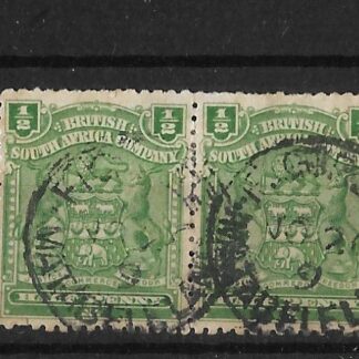 Rhodesia 1898 HalfPenny pair with FIGTREE (SC) postmark