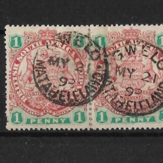 Rhodesia 1896 One Penny pair with GWELO (SC) postmark