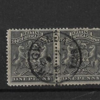 Rhodesia 1892 One Penny pair with GWANDA Matabeleland (SC) postmark