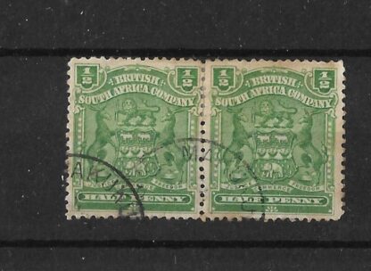 Rhodesia 1898 HalfPenny pair with MAKUKUPEN (SC) postmark