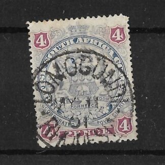 Rhodesia 1897 Four Pence with LOMOGUNDI (SC) postmark