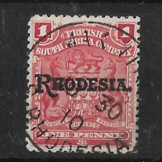 Rhodesia 1909 One Penny with MAKWIRO Month Day (Skeleton) postmark