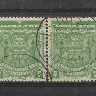 Rhodesia 1898 HalfPenny pair with RUSAPE Month No Day Code 8 (SC) postmark
