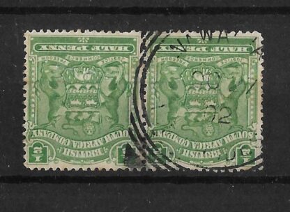 Rhodesia 1898 Halfpenny pair with NAWALIA (Squared Circle) postmark