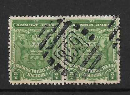 Rhodesia 1898 Halfpenny pair with Barred oval 859 postmark