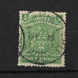 Rhodesia 1898 Halfpenny with UMNIATI Month Day (SC) postmark