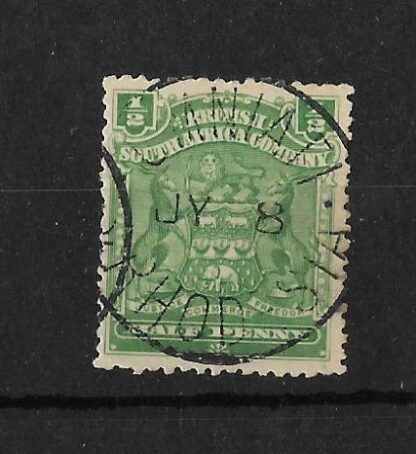 Rhodesia 1898 Halfpenny with UMNIATI Month Day (SC) postmark
