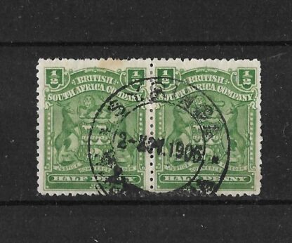 Rhodesia 1898 HalfPenny pair with SYRINGA (DC) postmark