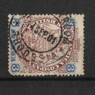 Rhodesia 1896 Three Pence with STEYNSTROOM (DC)  postmark