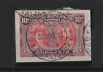 Rhodesia Double Head Ten Pence with M.O.BRANCH SALISBURY (DC) postmark