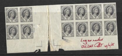 Rhodesia/Nyasaland QEII 1954 One Shilling Printers Proof block