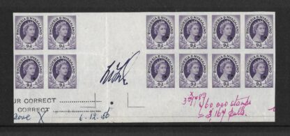 Rhodesia/Nyasaland QEII 1954 Nine Pence Printers Proof block