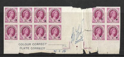 Rhodesia/Nyasaland QEII 1954 Six Pence Printers Proof block