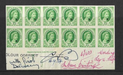 Rhodesia/Nyasaland QEII 1954 Two Pence Printers Proof block