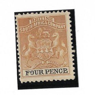 Rhodesia 1895 Four Pence with flaw damaged E SG 27 mint