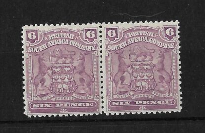 Rhodesia 1898 Six Pence pair SG 83 mint