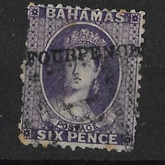 Bahamas 1883 QV Four Pence on Six Pence overprint SG 45 fine used