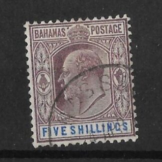 Bahamas 1902 EVII Five Shillings SG 69 fine used