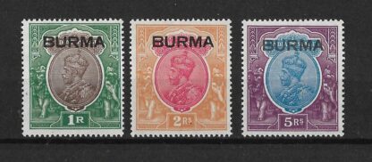 Burma 1937 GV One Rupee to Three Rupees SG 13/15 mint