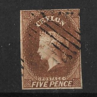 Ceylon 1857 QV Five Pence SG 5 fine used