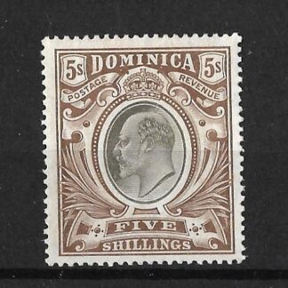 Dominica 1907 EVII Five Shillings SG 46 mint