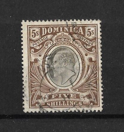 Dominica 1907 EVII Five Shillings SG 46 fine used