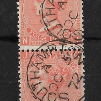 Great Britain 1865 QV Four Pence plate 12 pair SG 95 fine used