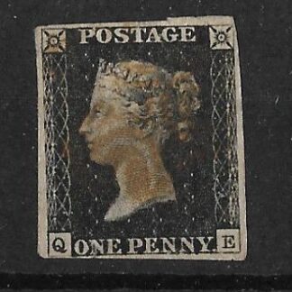 Great Britain 1840 QV One Penny Black plate 1b used