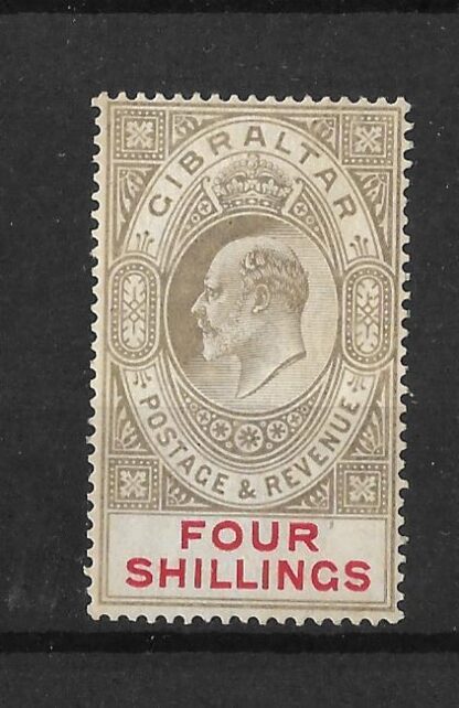 Gibraltar 1906 EVII Four Shillings SG 73 mint