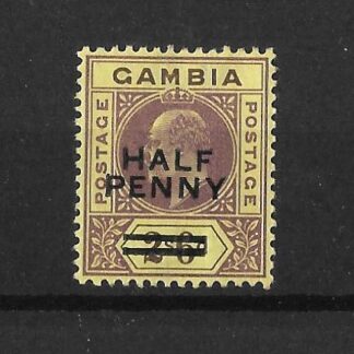 Gambia 1906 EVII Half Penny on Two Shillings and Six Pence SG 69 mint