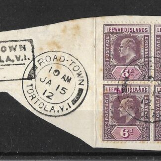 Leeward Islands 1907 EVII Six Pence block SG 42 fine used