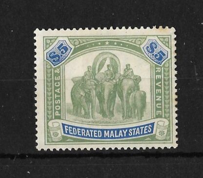 Federated Malay States 1922 Elephant Five Dollars SG 80 mint