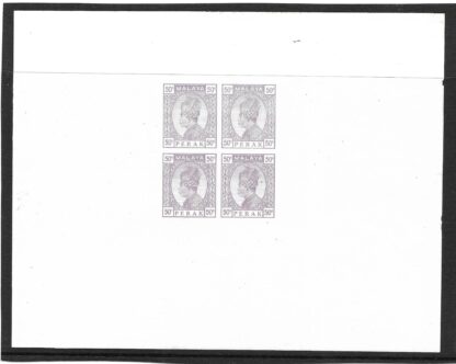 Malaya Perak 1935 Fifty Cents block 4 printer proof