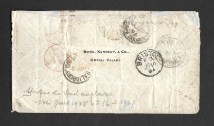 Rhodesia 1894 proving cover from Umtali to London - Image 2