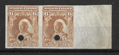 Niger Coast 1897 QV Six Pence Waterlow Imperf Proofs