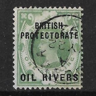 Oil Rivers 1892 QV One Shilling SG 6 fine used