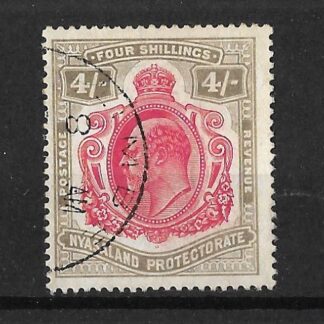 Nyasaland 1908 EVII Four Shillings SG 79 fine used