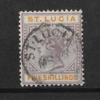 St Lucia 1891 QV Five Shillings SG 51 fine used