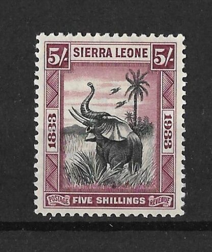 Sierra Leone 1933 GV Wilberforce Five Shillings SG 178 mint