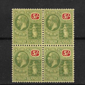 British Virgin Islands 1922 GV Five Shillings block SG 101 mint
