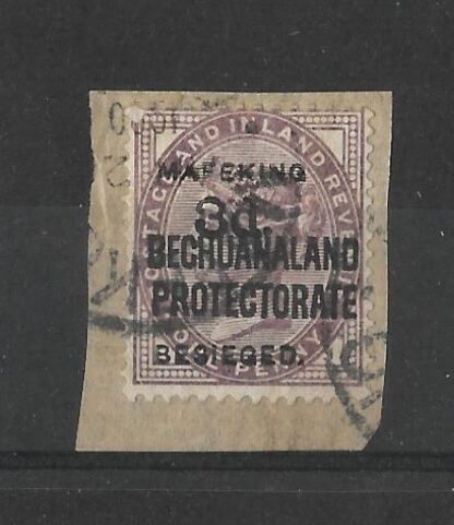 Mafeking Besieged 1900 Three Pence overprint SG 12 fine used on piece
