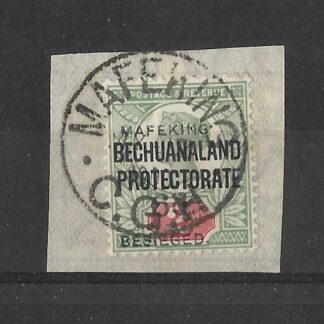 Mafeking Besieged 1900 Six Pence overprint SG 13 fine used on piece with lowered overprint