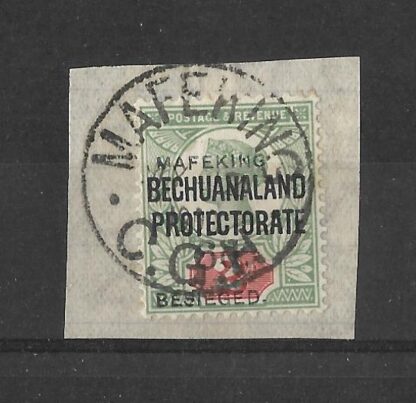 Mafeking Besieged 1900 Six Pence overprint SG 13 fine used on piece with lowered overprint